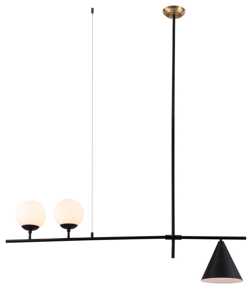 Pendant Ceiling Light Fixture, Glass, Steel Metal, Black, Kitchen LoungeLobby