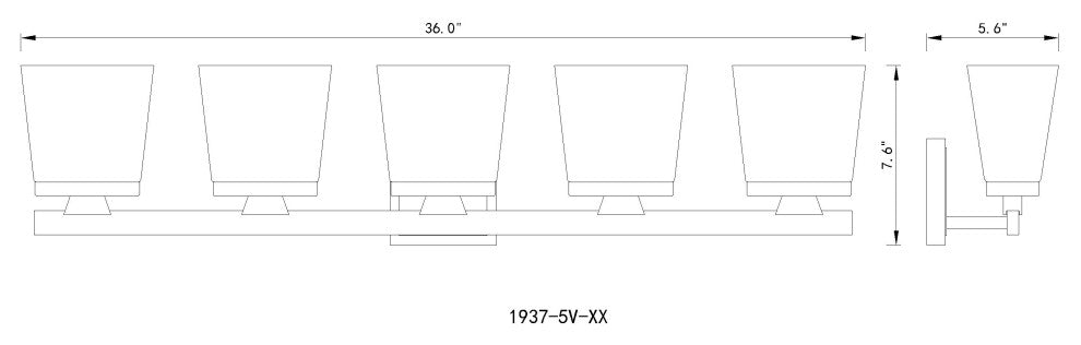 Zlite 1937-5V-MB 5-Light Vanity, Etched Opal