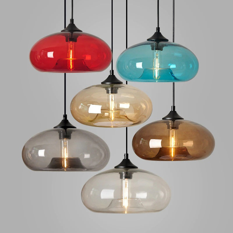 MIRODEMIÂ® Tourrettes-sur-Loup Loft Glass Pendant Lamp, Red