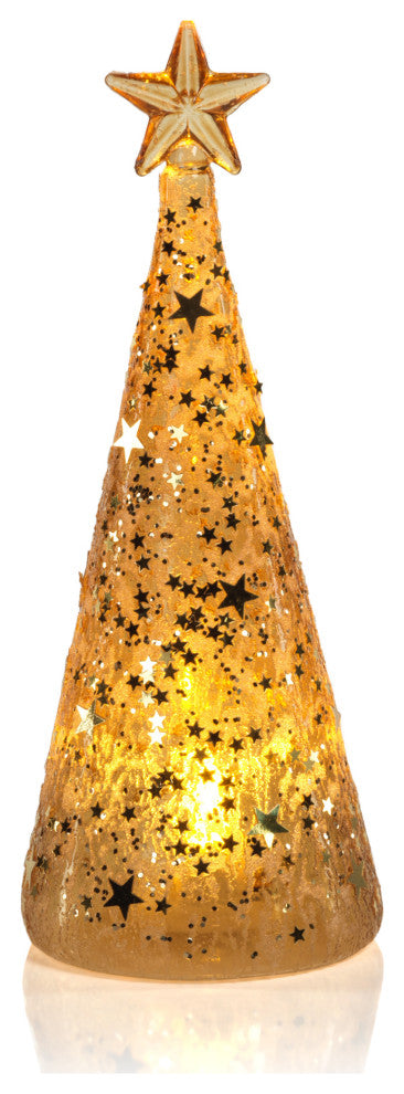 Twinkle LED Deco Gold Christmas Trees, Set of 3, 3" X 7.75"