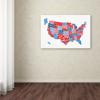 "United States Typography Text Map" Canvas Art by Michael Tompsett