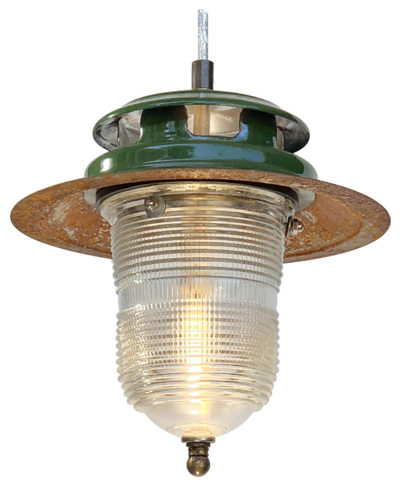 Runway Light Pendant Lantern Coleman Chimney 120V, Coleman Green