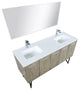 Lancy Modern 60" Rustic Acacia Double Sink Bathroom Vanity Set, Labaro Brushed N