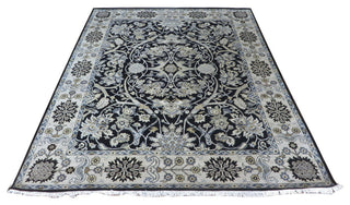8'2x9'11 Handmade Navy Blue Fine Agra Tabriz Oriental Rug