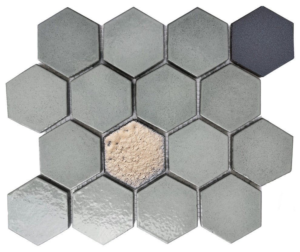 Lugo 12.1x10.43, Gray Lava Stone Mosaic Floor & Wall Tile, 7.83ft/case, Sample