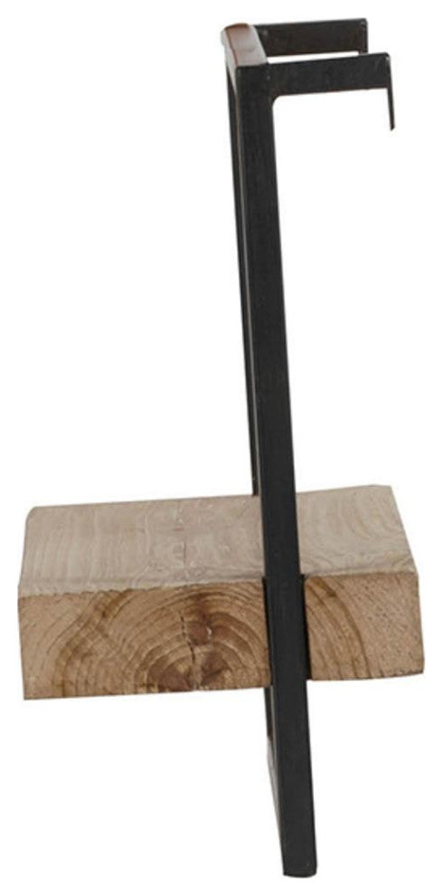 Minimalist Modern Natural and Black Wooden Wall Shelf