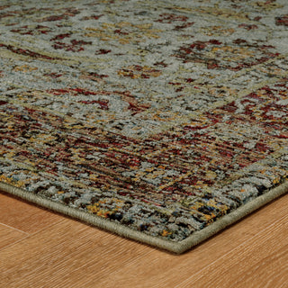 Adeline Oriental Border Blue and  Red Area Rug, 2'3"x8'