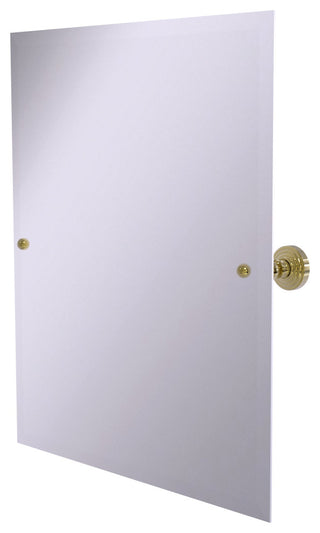 Frameless Rectangular Beveled Edge Tilt Mirror, Unlacquered Brass