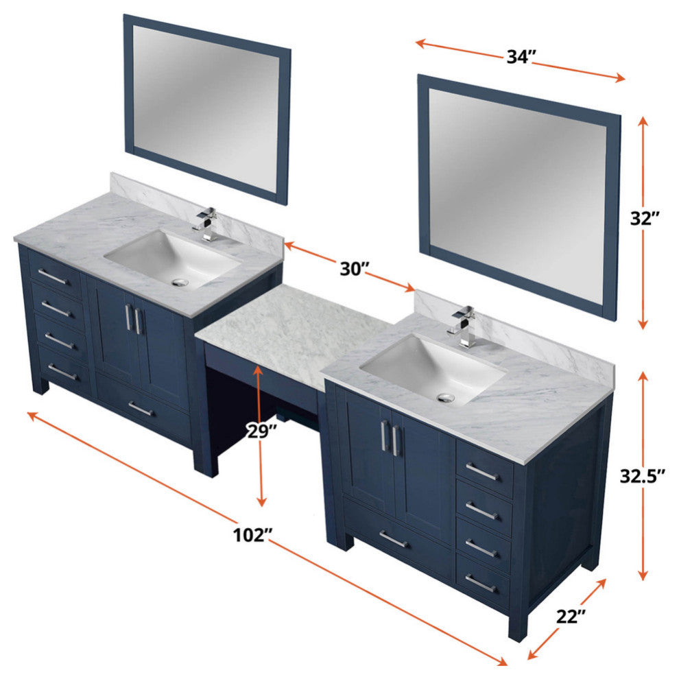 Lexora Coraline Double Bath Vanity Navy Blue 102 Vanity With Countertop