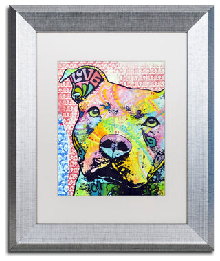 'Thoughtful Pittbull II' Silver Framed Canvas Art by Dean Russo