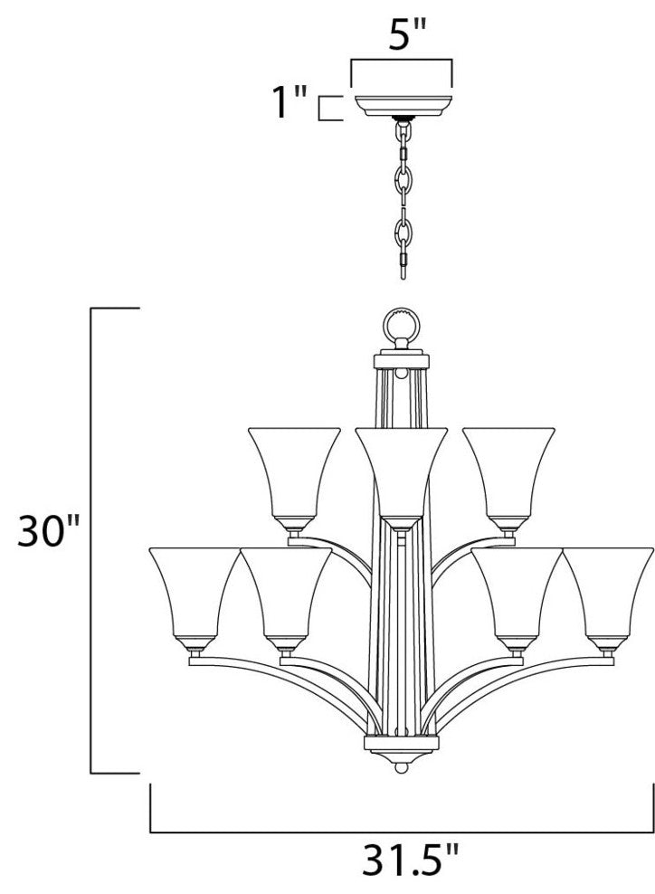 Aurora 9-Light Chandelier, Satin Nickel