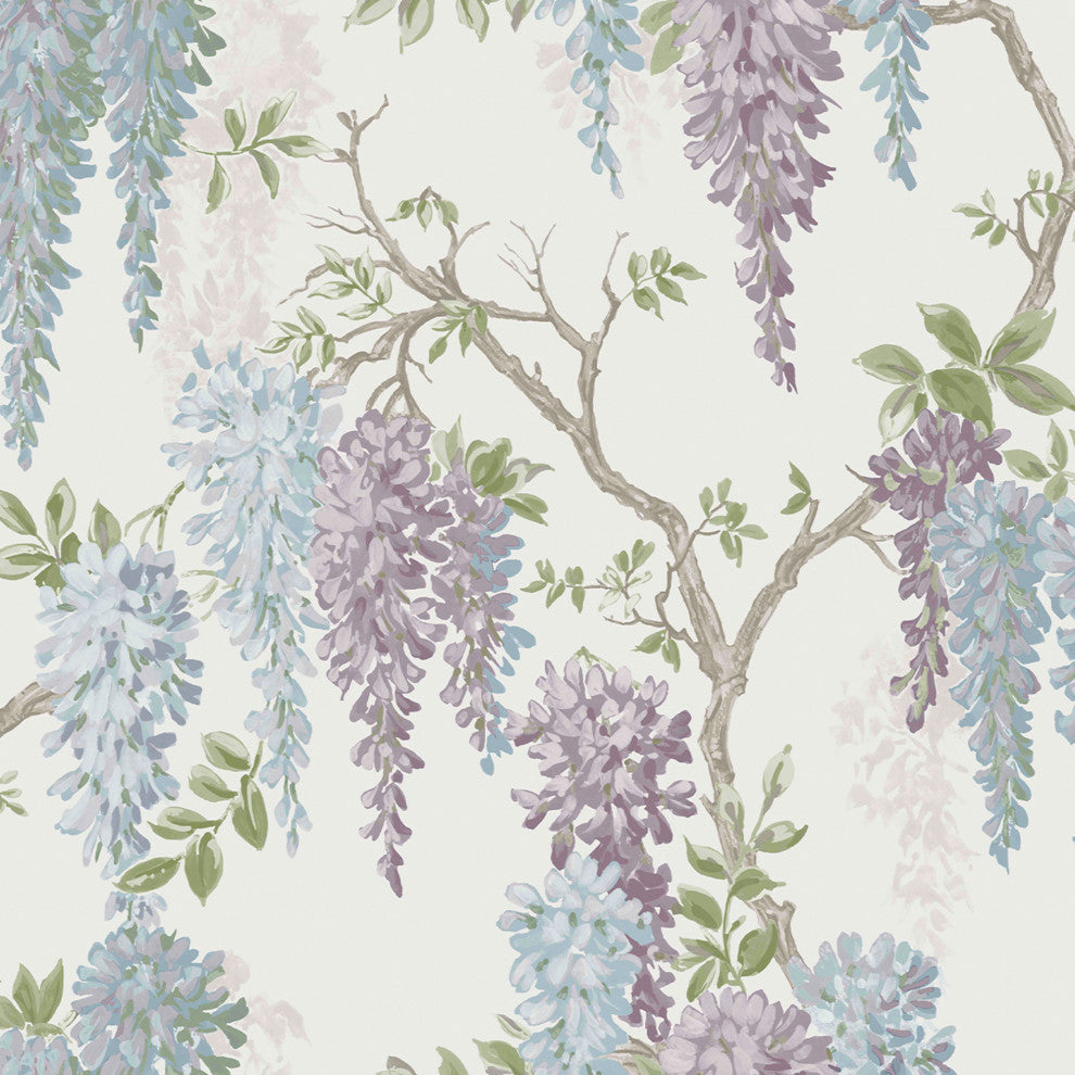 Laura Ashley Wisteria Garden Wallpaper, Pale Iris
