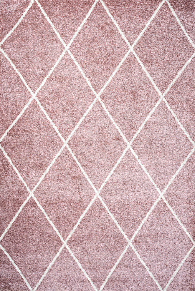 Cole Minimalist Diamond Trellis Rose/White 5'x8' Area Rug