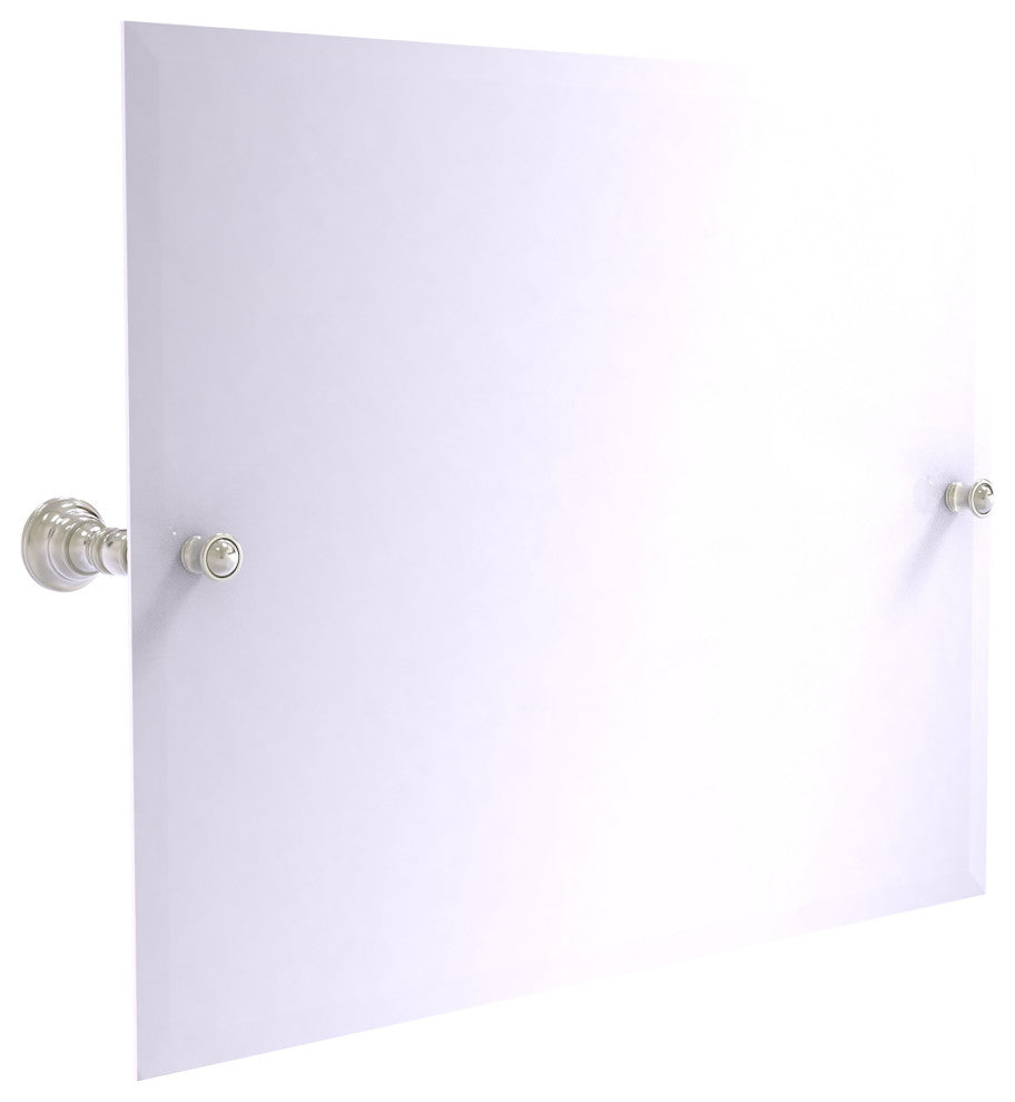 Carolina Frameless Landscape Tilt Mirror with Beveled Edge, Satin Nickel