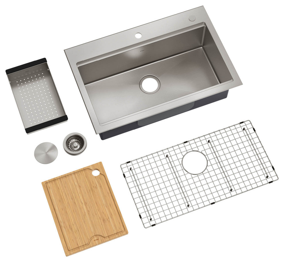Kraus KWT300-32 32-inch Stainless Steel Kitchen Sink + Accessories (Pack of 5)