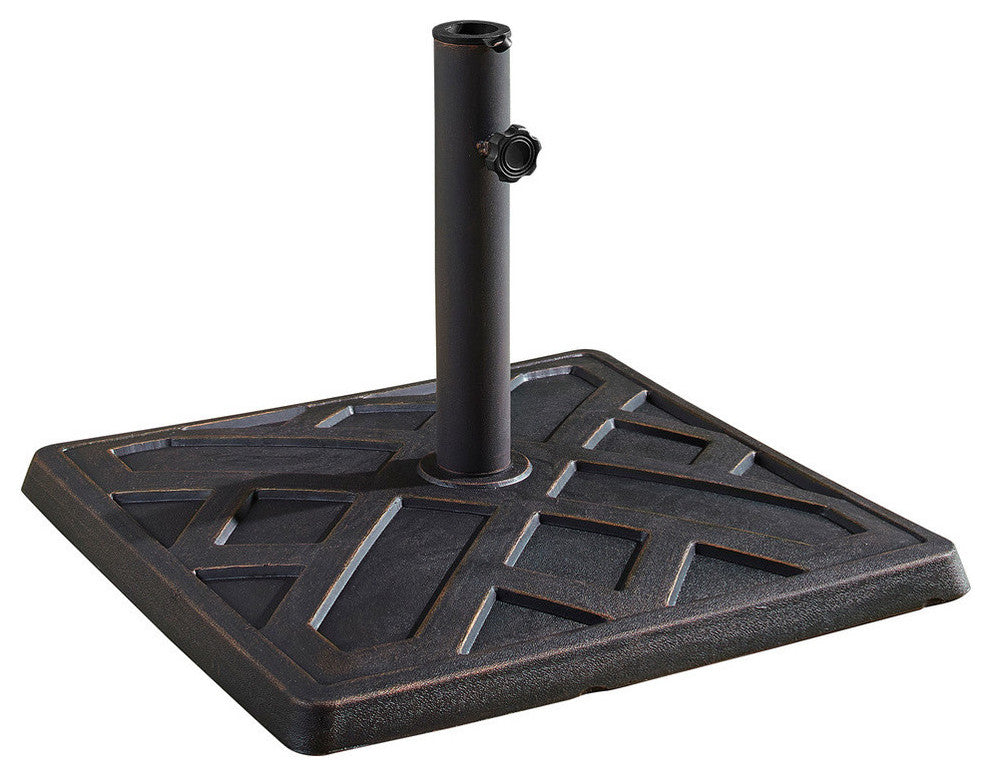 Square Outdoor Patio Umbrella Base - Antique Bronze