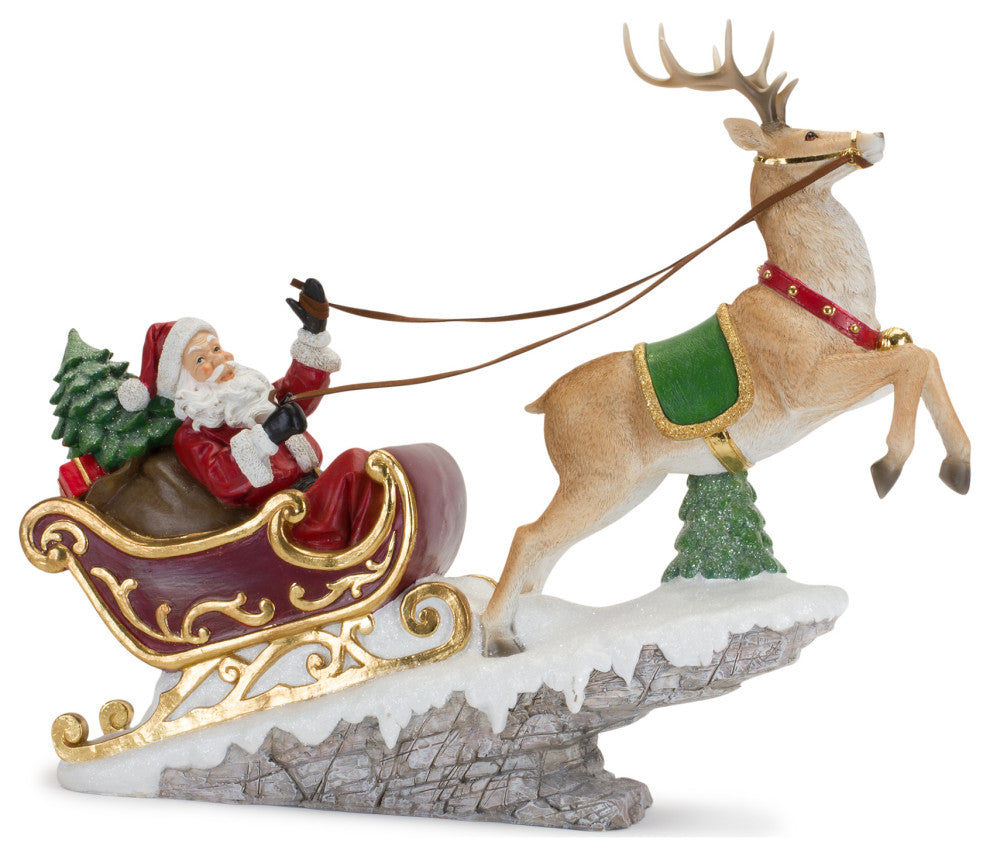 Santa in Sleigh With Deer