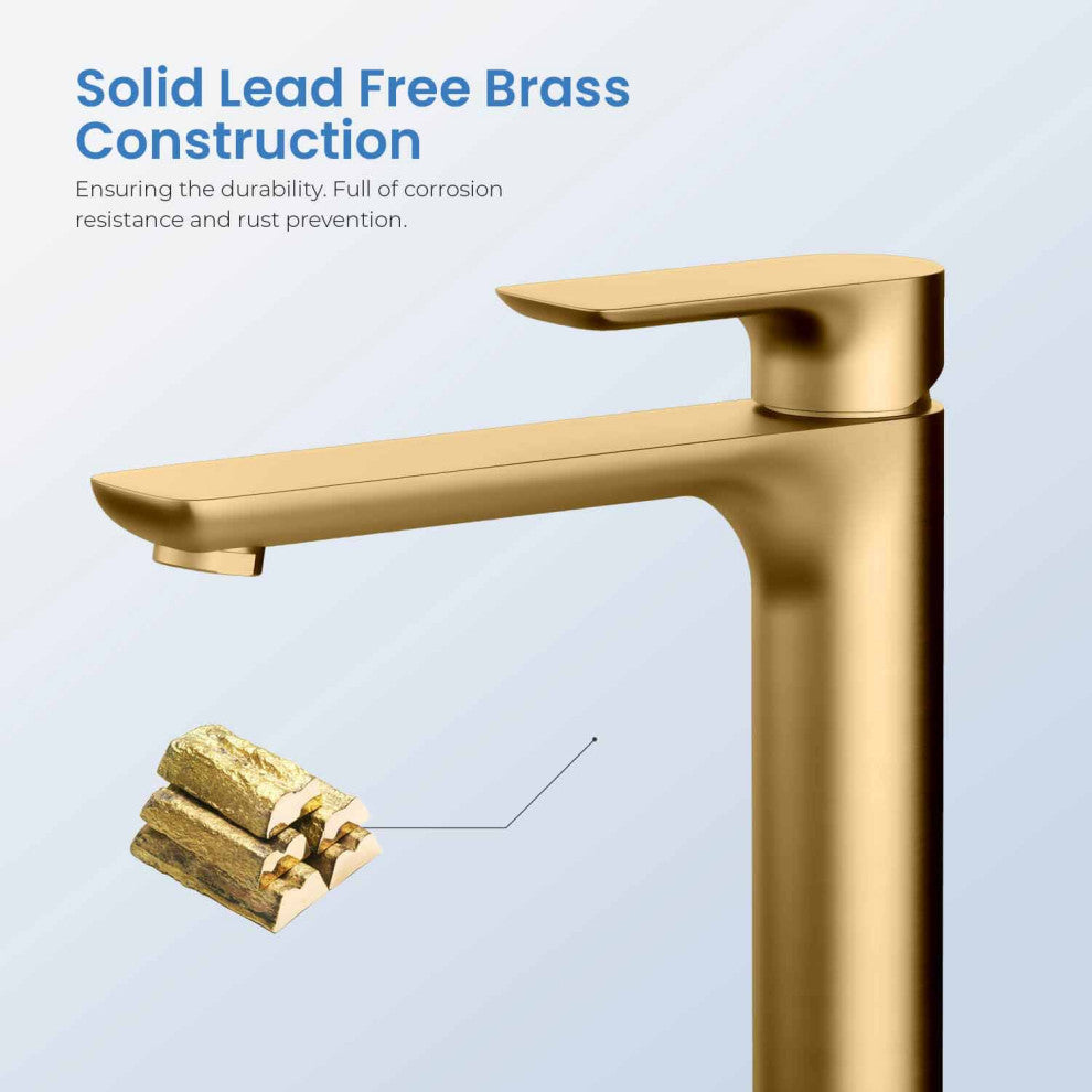 Tender-T Single Handle Bathroom Vessel Sink Faucet, Brushed Gold