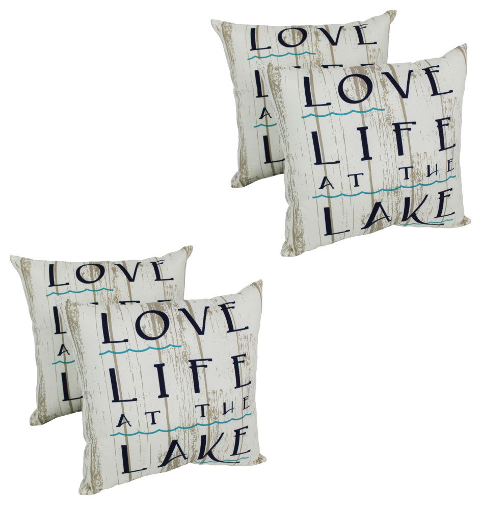 Spun Polyester 17" Outdoor Throw Pillows, Set of 4, Lake Life