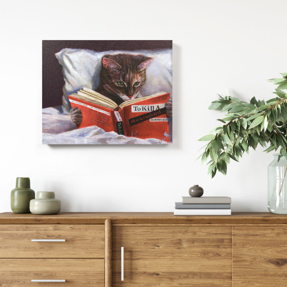 "Late Night Thriller" Cat Wall Art Graphic Art Print on Wrapped Canvas