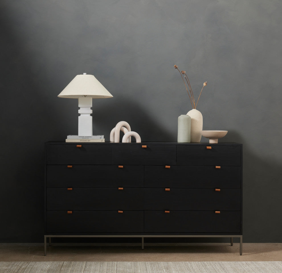 Trey 9 Drawer Dresser-Black Wash Poplar