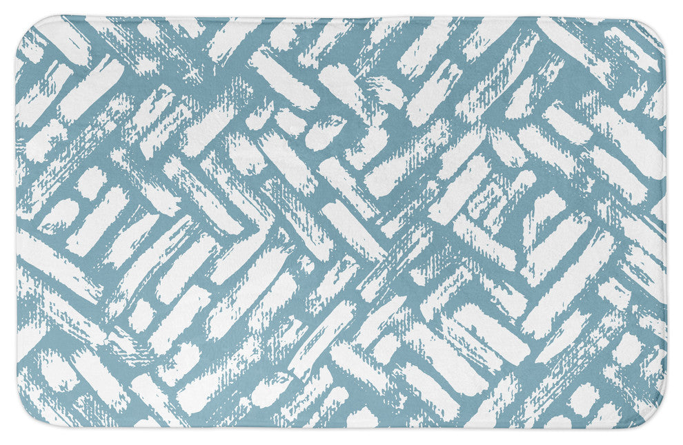 Blue Abstract Strokes 34x21 Bath Mat