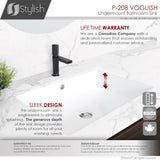 STYLISH 24" Rectangular Undermount Ceramic Bathroom Sink With 2 Overflow Finishe