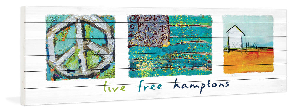 "Live Free Hamptons" Print on White Pine Wood by Tori Campisi