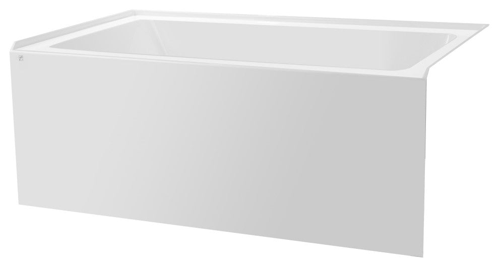 Vanity Art Alcove Soaking Acrylic Bathtub, Pure White, 54"x32", Right