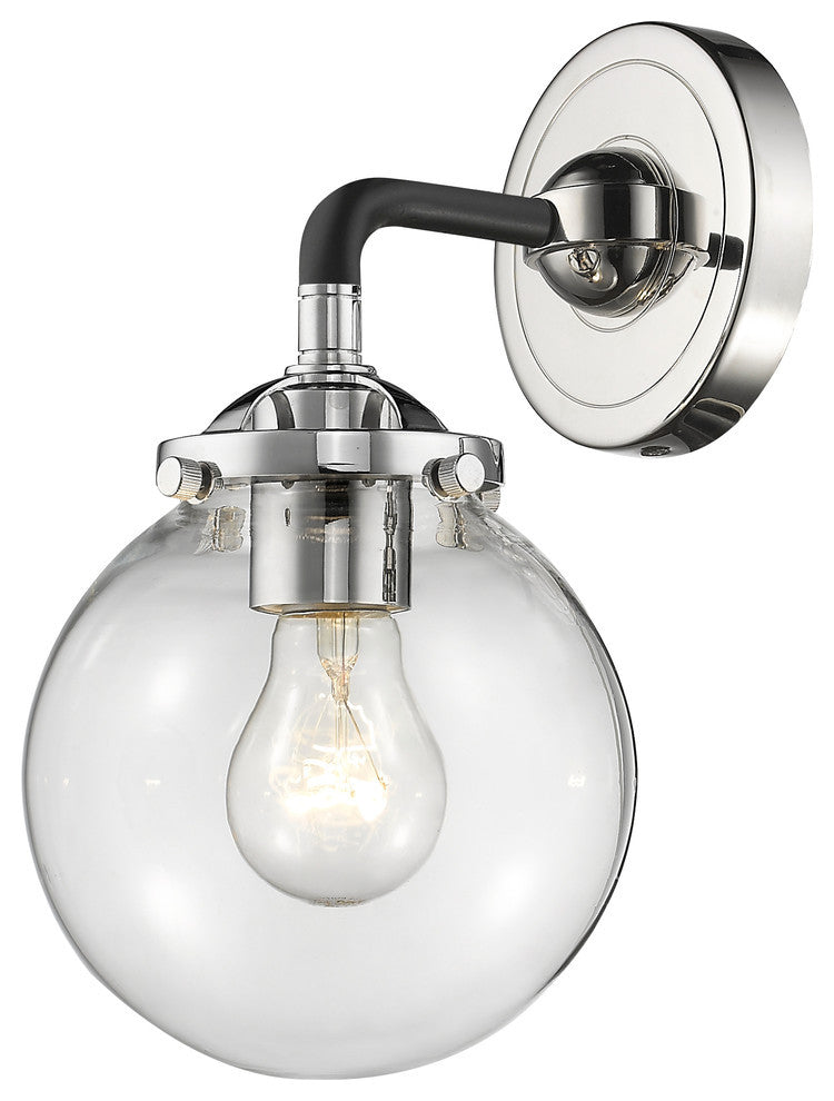 1-Light Beacon 6" Sconce, Black Polished Nickel, Glass: Clear