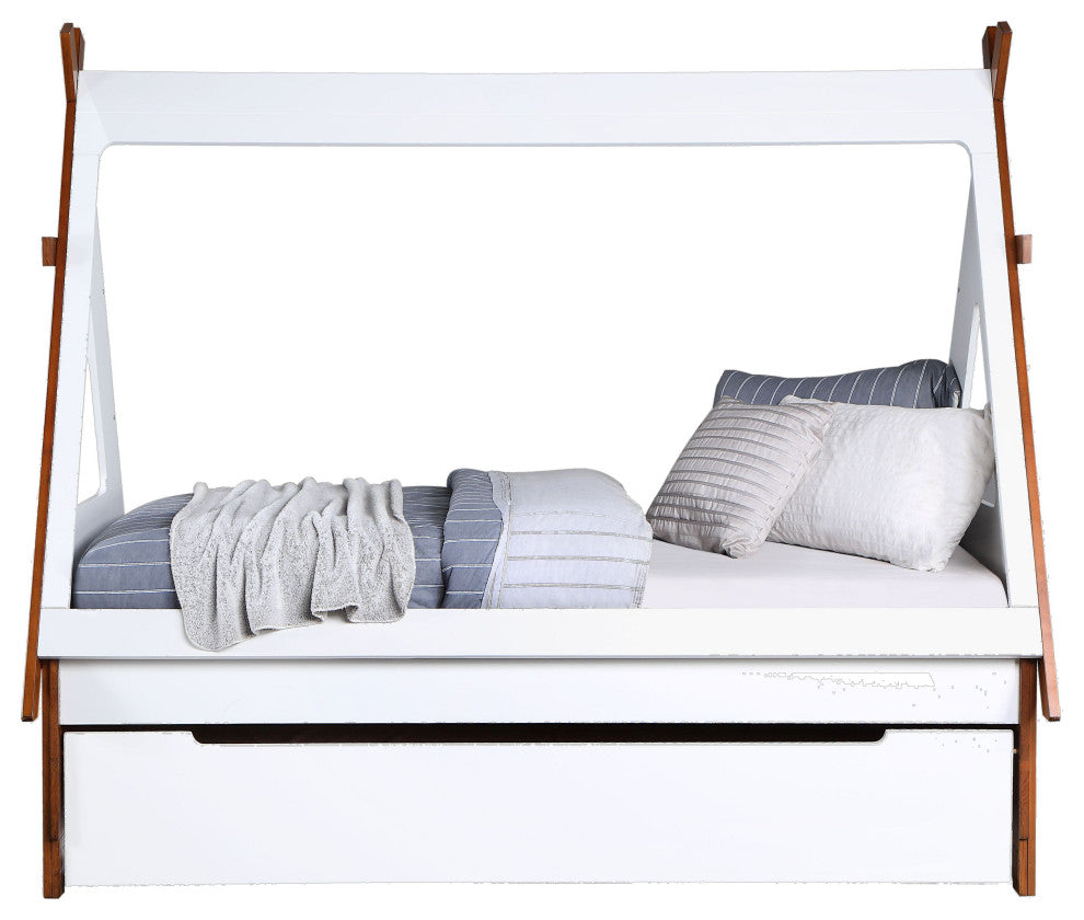 Bd01287T Twin Bed, Oak & White Finish, Loreen, 1Set/2Ctn
