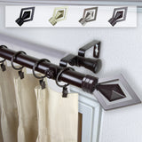 Lance 1" Double Curtain Rod, Mahogany, 66-120"