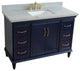 49" Single Sink Vanity, Blue Finish With Gray Granite and Rectangle Sink