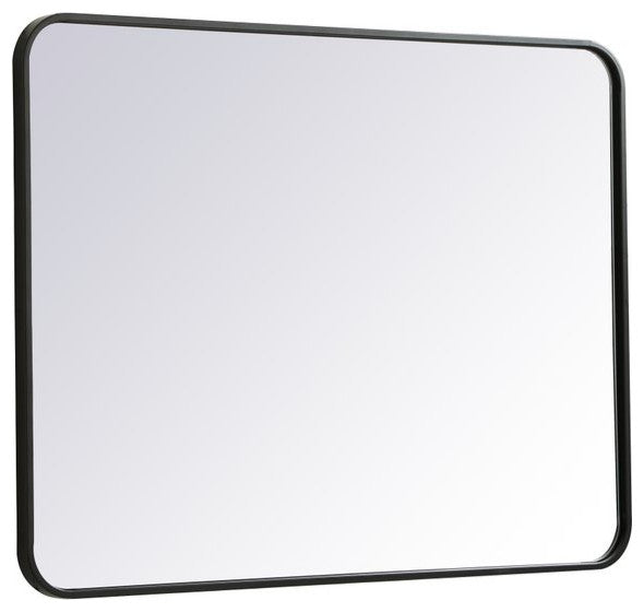 Ellis Soft Corner Metal Rectangular Mirror, Black, 27"x36"