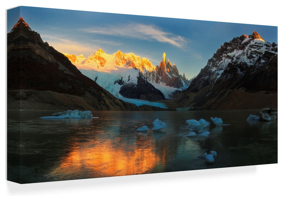 Yan Zhang 'Morning Light At Cerro Torre' Canvas Art, 19"x10"