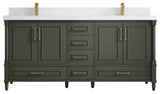 Aberdeen 72 Double Sink Bath Vanity in Pewter Green 2" White Quartz