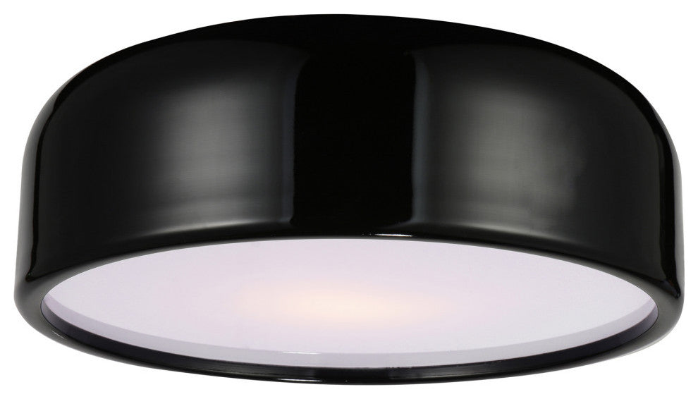 Campton 3 Light Drum Shade Flush Mount With Black Finish
