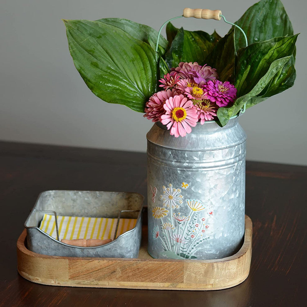 Creamery Milk Can, Wide Neck Vase, 9.5 Inches