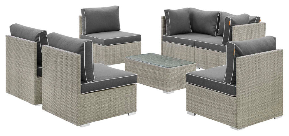 Repose 7-Piece Outdoor Patio Sectional Set Light Gray Charcoal