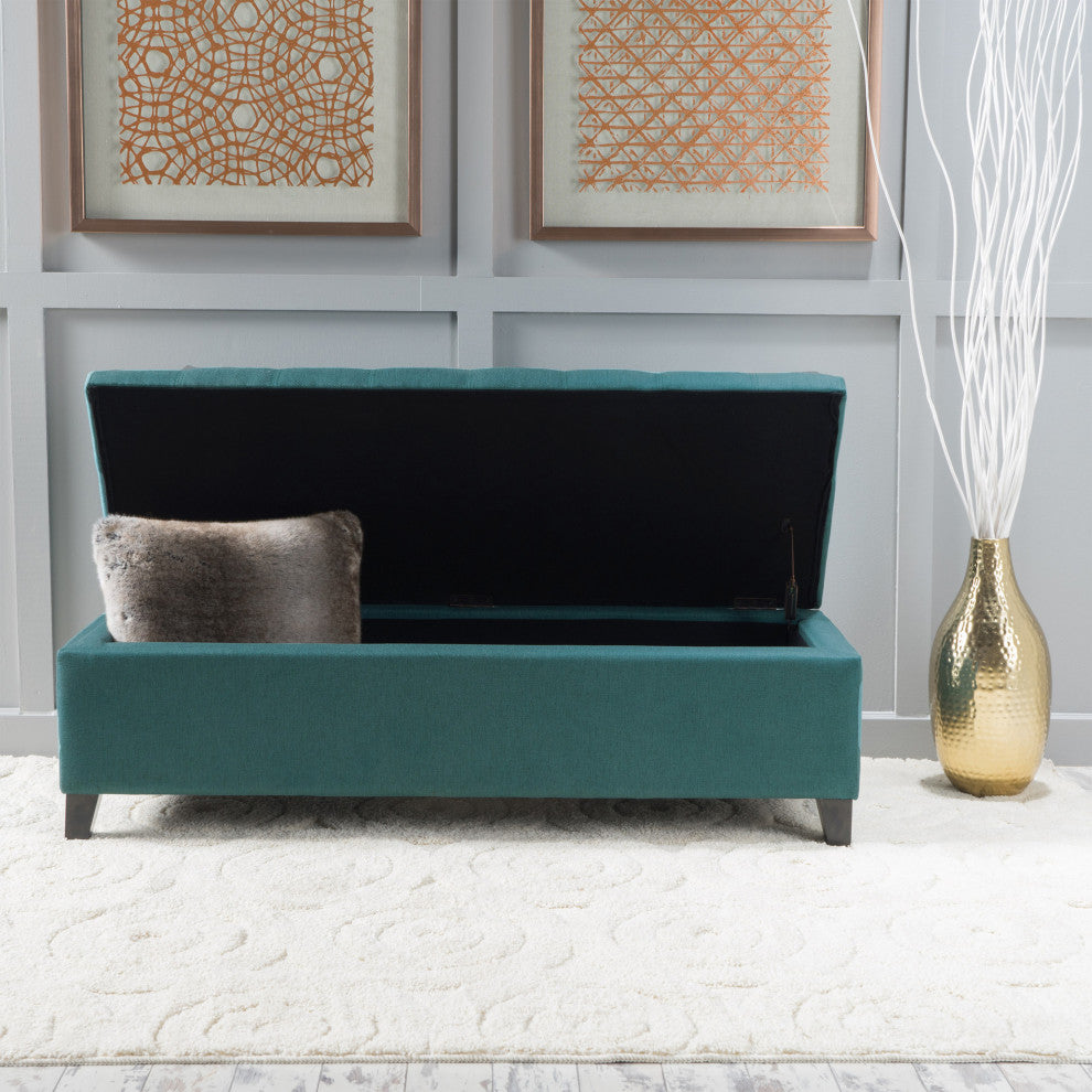 GDF Studio Sterling Fabric Tufted Storage Ottoman, Dark Teal