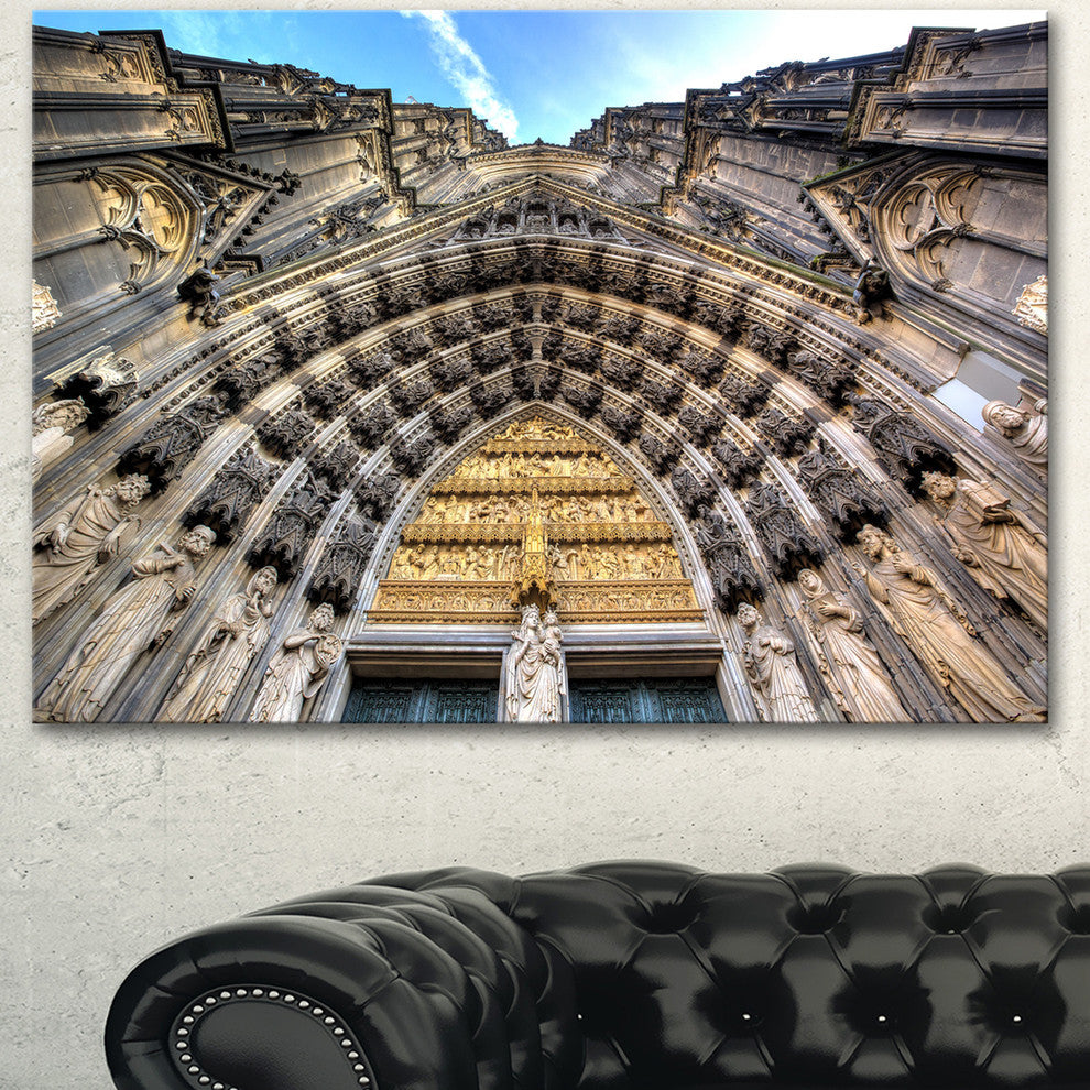 Facade of the Dom Church in City, Large Cityscape Art Print on Canvas, 60"x28"