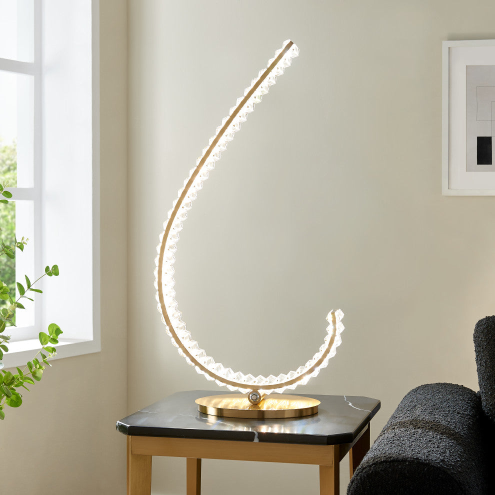 Grace Crystal Touch Dimmable Table Lamp, Gold, Right