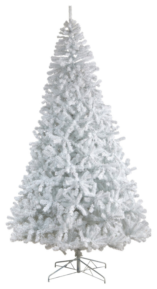 10' White Artificial Christmas Tree With 2200 Bendable Branches & 800 LED Lights