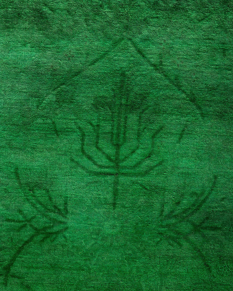 Overdyed, One-of-a-Kind Hand-Knotted Area Rug Green, 8'2"x10'1"
