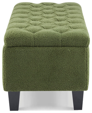 GDF Studio Ottilie Contemporary Button-Tufted Storage Ottoman Bench, Green Boucle