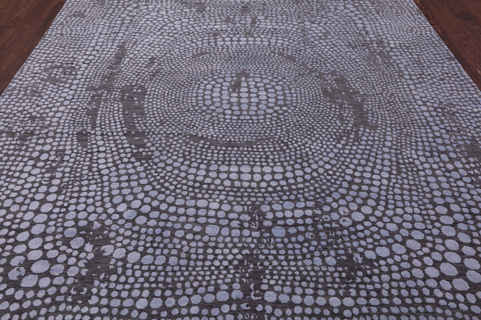 8' 0" X 10' 3" Mosaic Design Wool and Silk Hand Knotted Rug Q6653