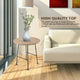 LeisureMod Rossmore Modern Round Side Table With Black Steel Frame, Natural Wood
