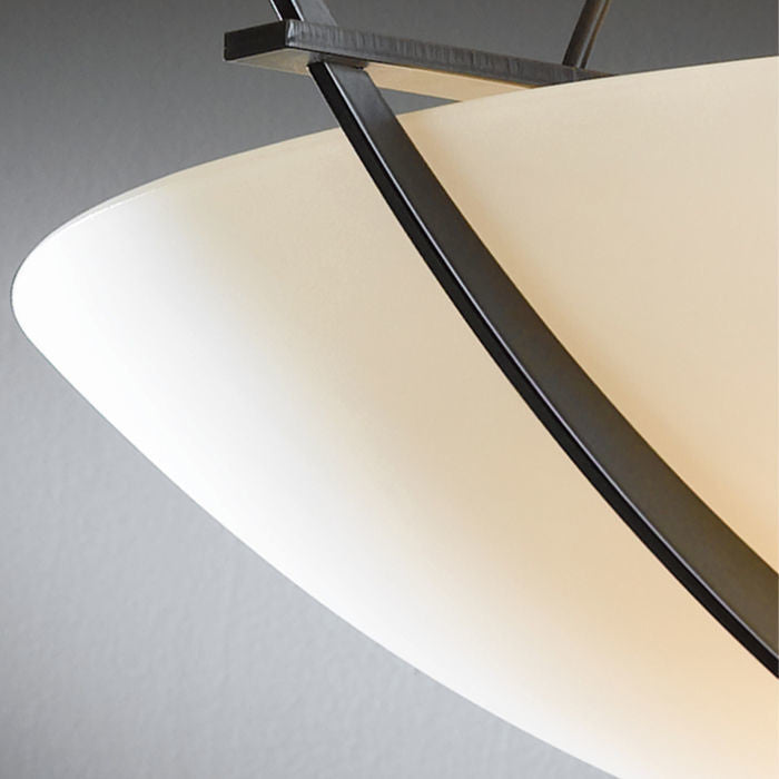Banded Semi-Flush, Incandescent, Opal Glass, Dark Smoke