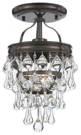 Calypso 1 Light Ceiling Mount in Vibrant Bronze with Clear Glass Drops Crystal