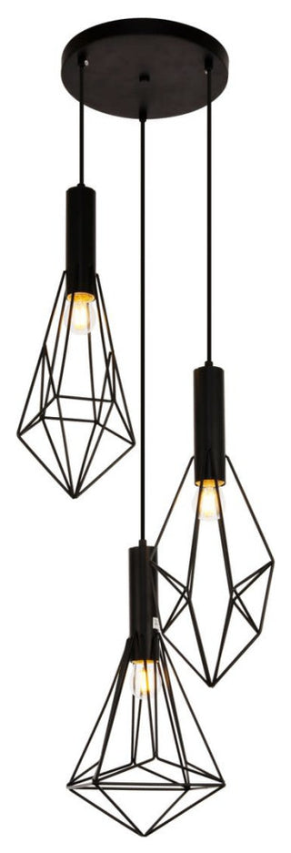 Elegant Lighting LDPD2108 Jago 3 Light 16"W Pendant - Black